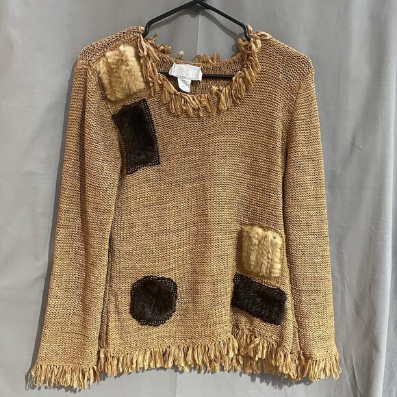 Alberto Makali Sweaters - vintage Alberto Makali sweater With patchwork mink fur accents Size M TG2080